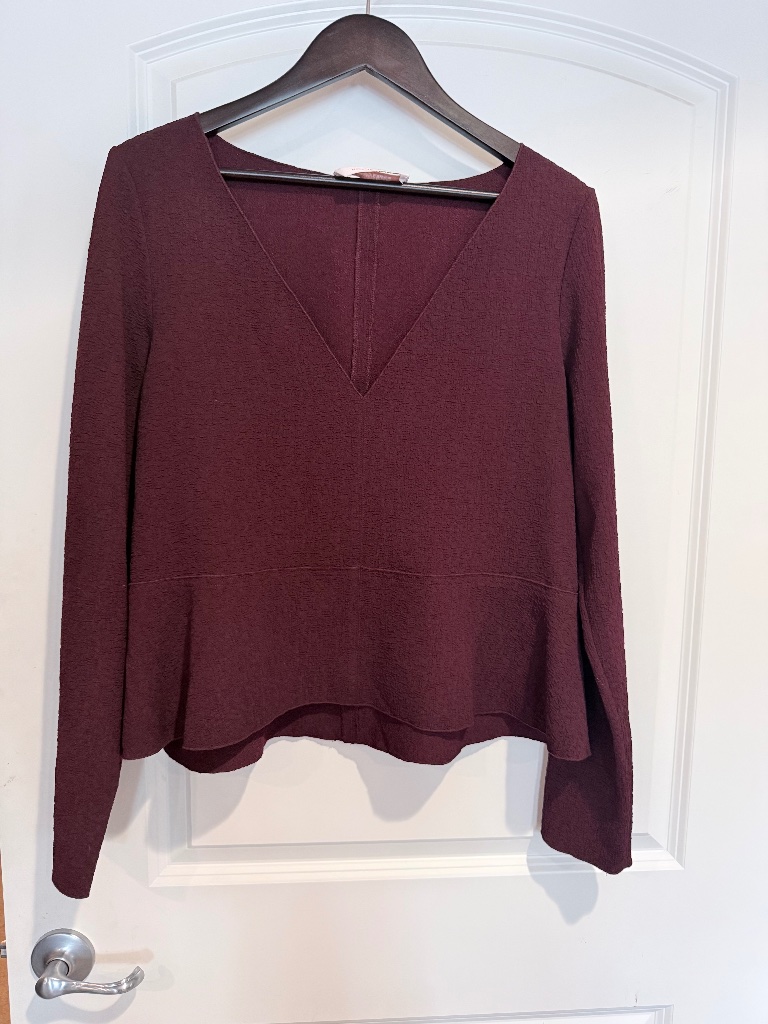 See By Chloe - Burgundy Peplum Blouse